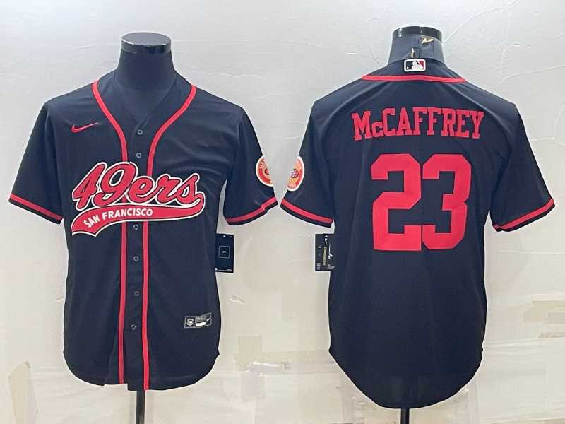 Mens San Francisco 49ers #23 Christian McCaffrey Black Cool Base Stitched Baseball Jersey
